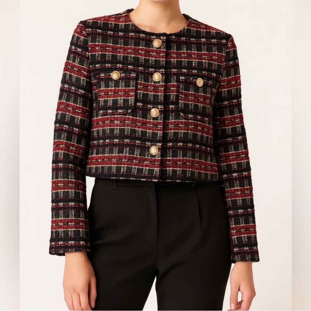 HOUSE OF HARLOW 1960 CROPPED TWEED JACKET - Picture 1 of 7